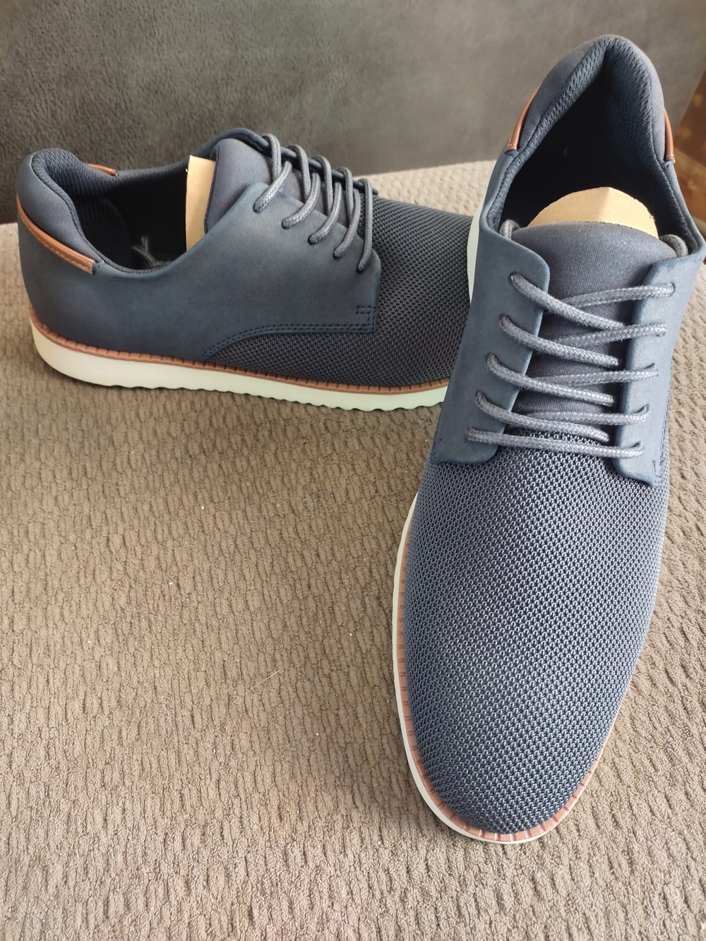 Dr. Scholl's Navy Mesh Derby with Tan Accents